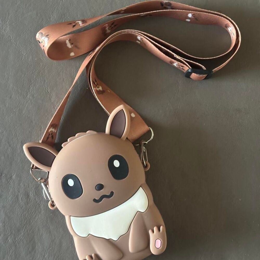 Pokemon Eevee silicone coin purse with adjustable strap